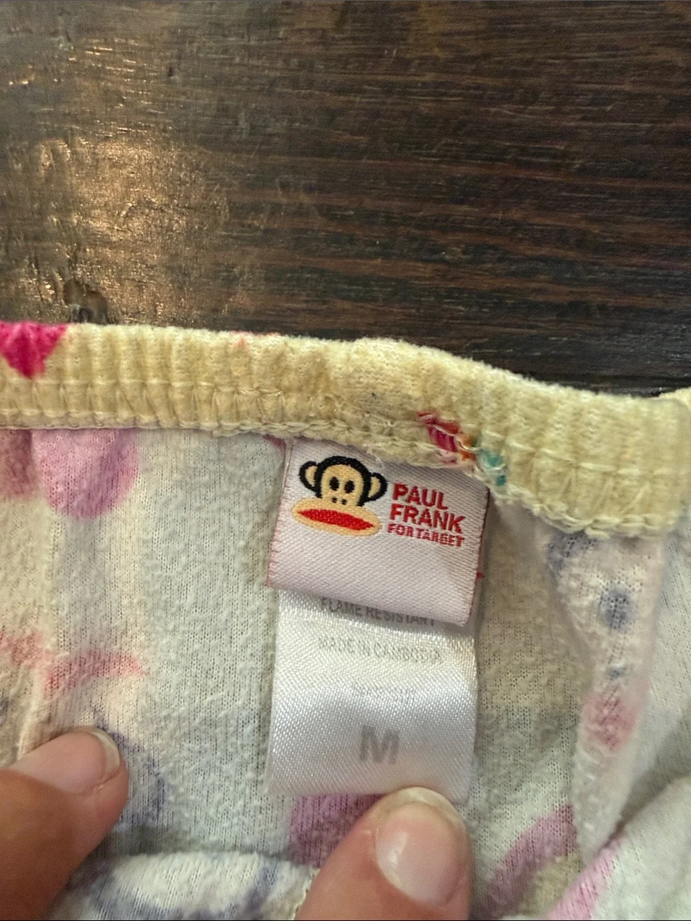 Paul Frank Cream Pajama Set with Pink Hearts & Rainbow Motifs